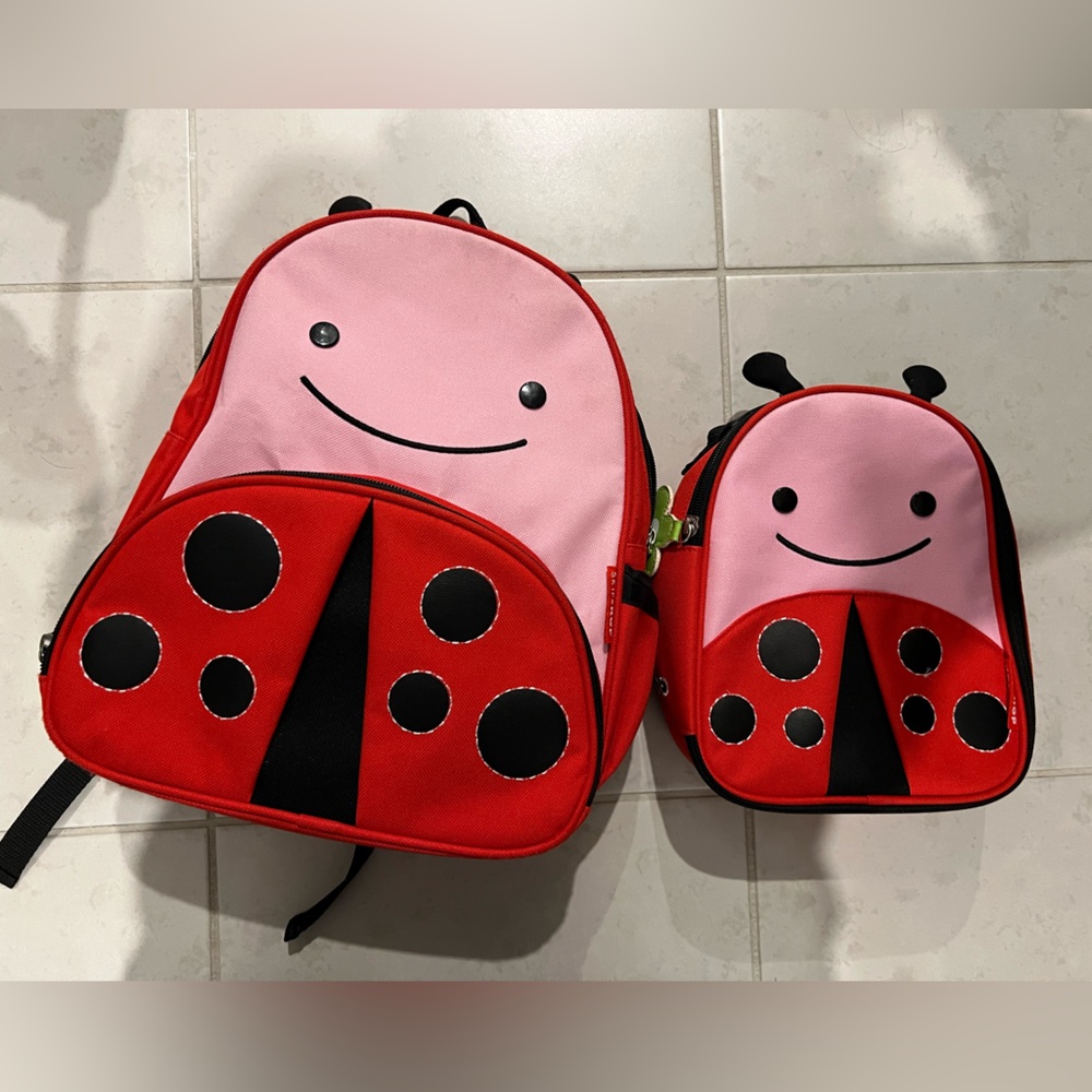 Skip Hop Lady Bug Backpack + Lunchbag set